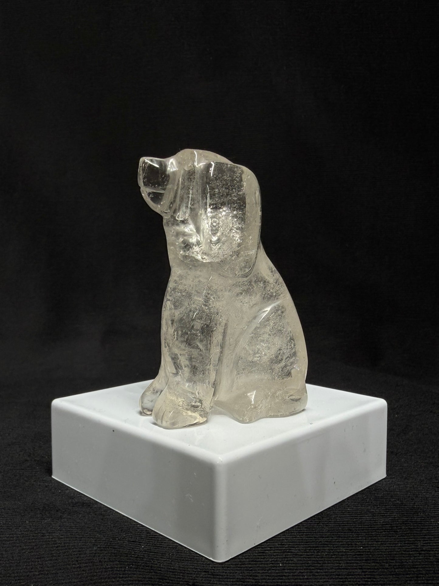 Smokey Quartz Hand Carved Sitting Dog - 84D