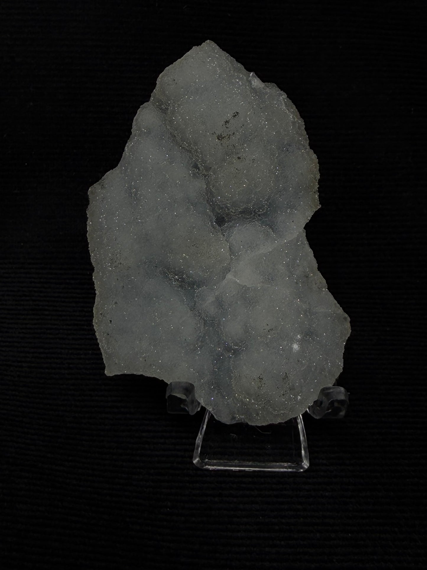 Blue Grey Sparkling Chalcedony Specimen on Stand - 40DE