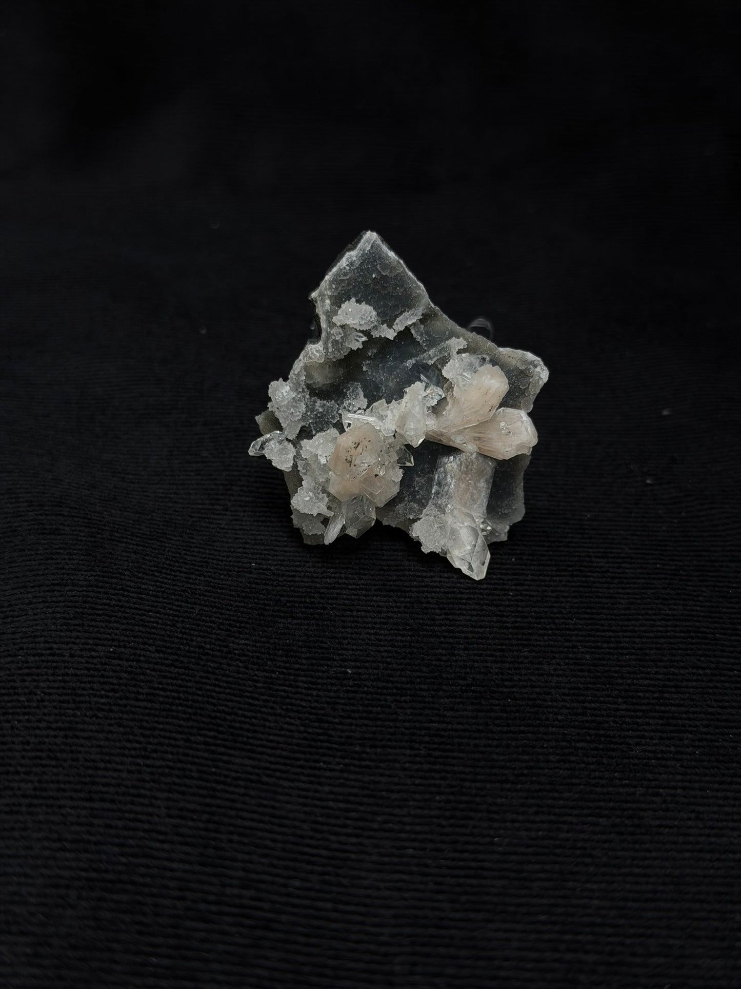 Premium Blue Grey Chalcedony with Peach Stilbite Specimen - "STAR" 75SC