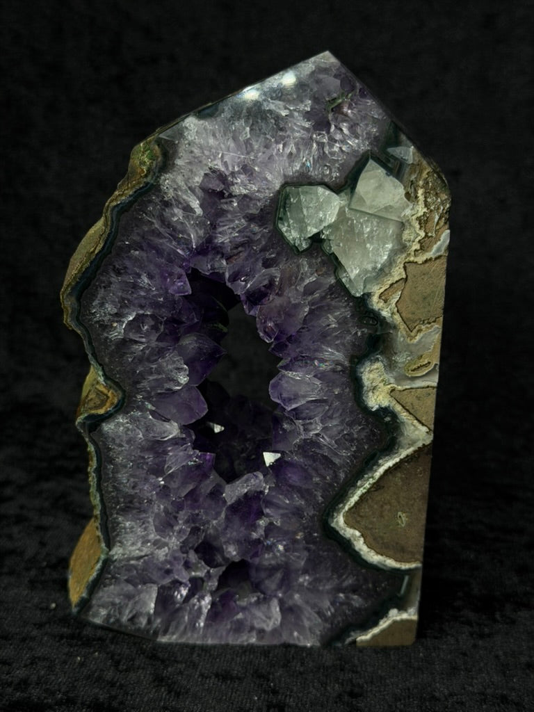 Brazilian Purple Amethyst Statement Tower with Rainbows and Calcite - 256A