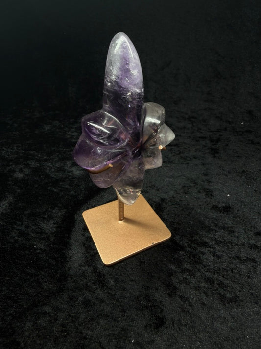 Brazilian Purple Phantom Amethyst Starts on Rose Gold Stand - 127S