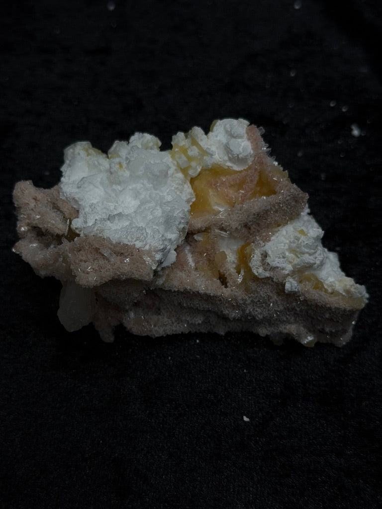 Pink Coral with Barite Crystal, with Stilbite and Yellow Calcite - 88PC