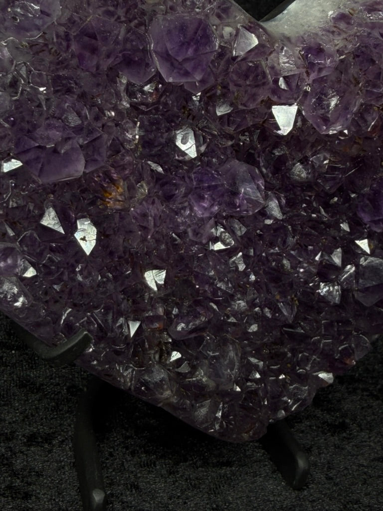 Brazilian Purple Amethyst Medium Heart with Inclusions on Stand - 162A