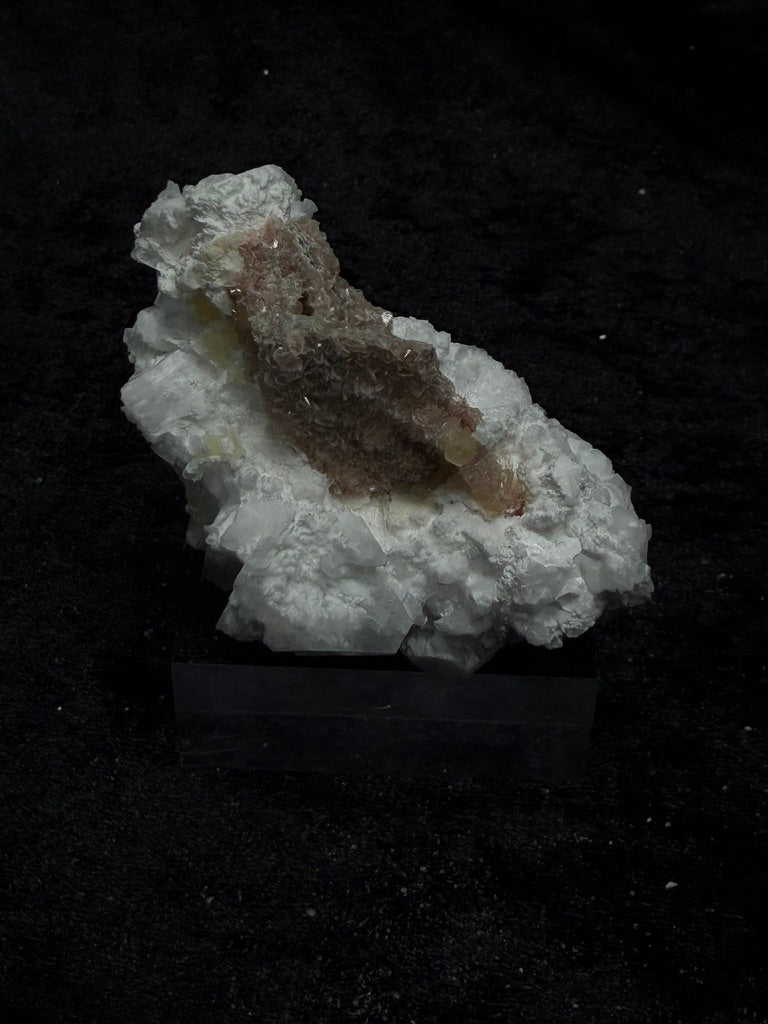 Pink Coral with Barite Crystal, with Stilbite and Yellow Calcite - 52PC