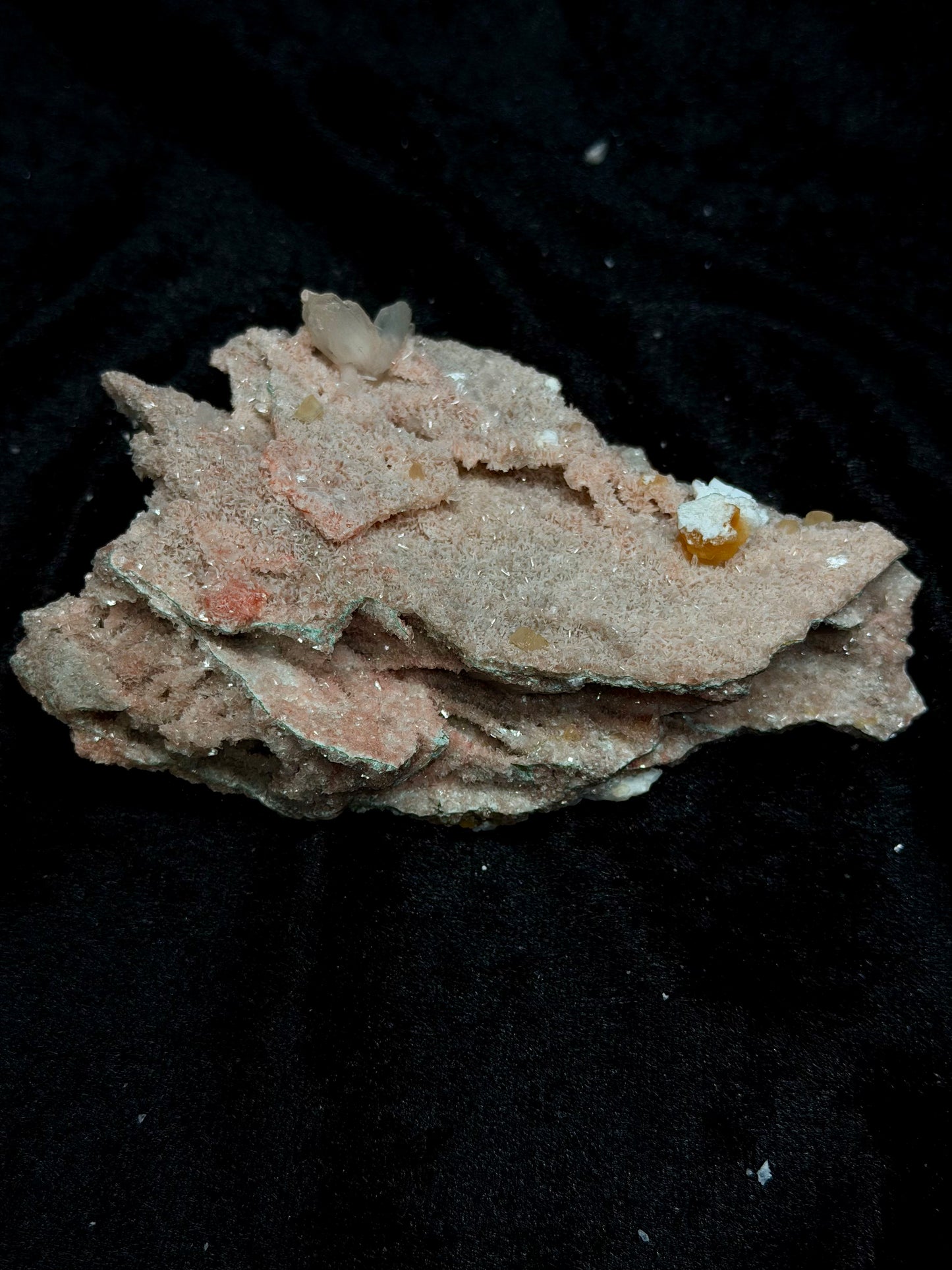 Pink Coral with Barite Crystal and Stilbite with Yellow Calcite - 92PC