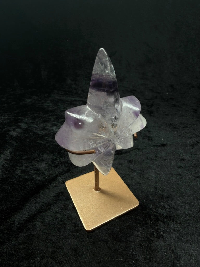 Brazilian Purple Phantom Amethyst Starts on Rose Gold Stand - 120S