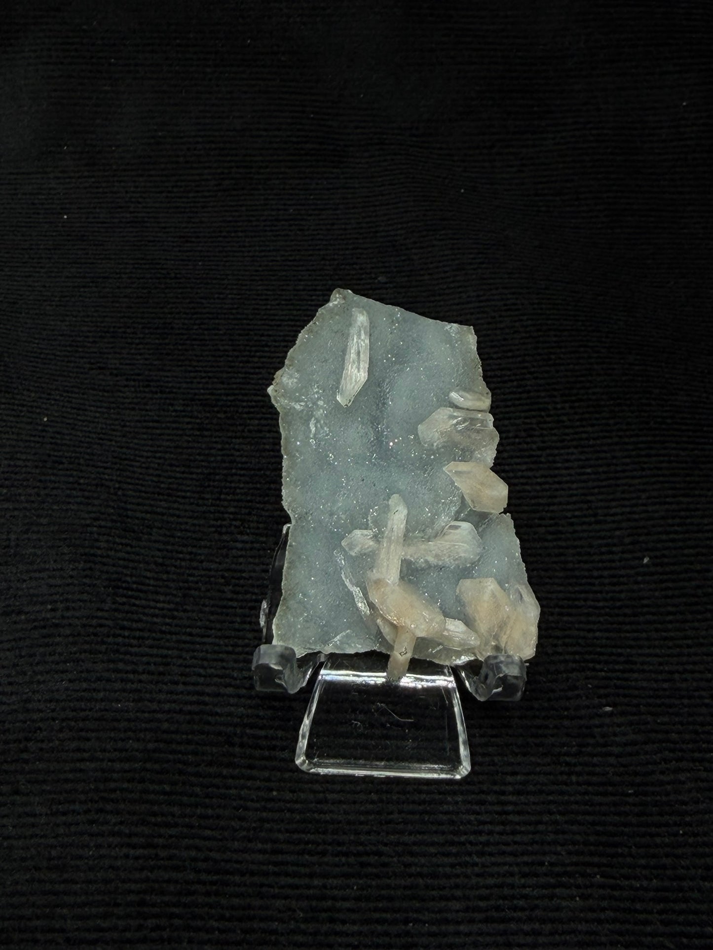 Blue Grey Chalcedony with Peach Stilbite Specimen -40SC