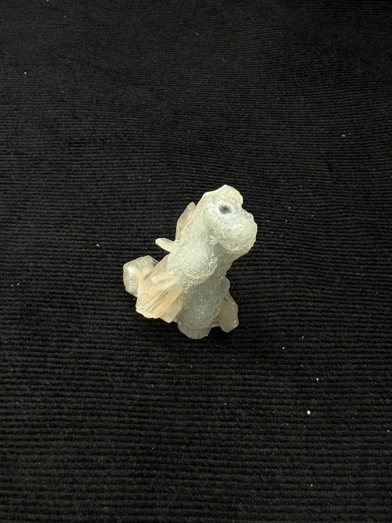 Blue Grey Mini Chalcedony with Peach Stilbite Specimen - 20C