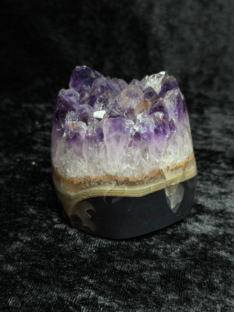 Brazilian Purple Amethyst Freeform with Back and Green Agate Banding - 72AA
