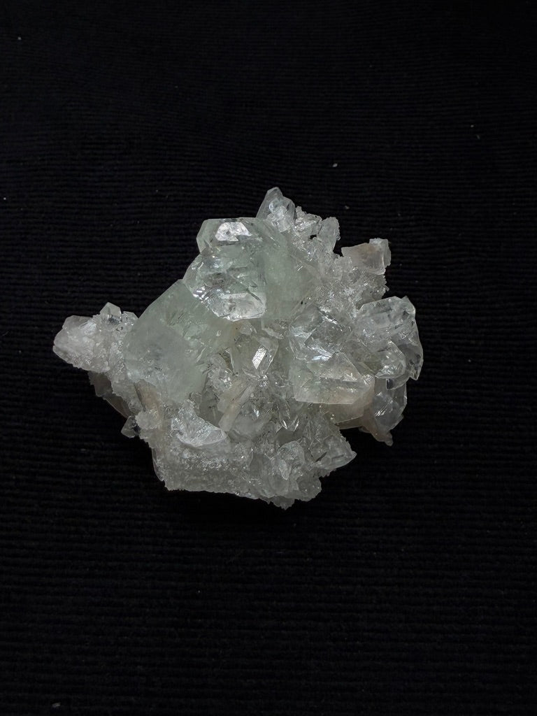 Diamond Apophyllite with Prehnite and Stilbite on Blue Chalcedony - 50DA