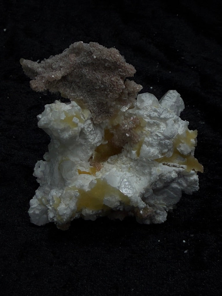 Pink Coral with Barite Crystal, with Stilbite and Yellow Calcite - 81PC