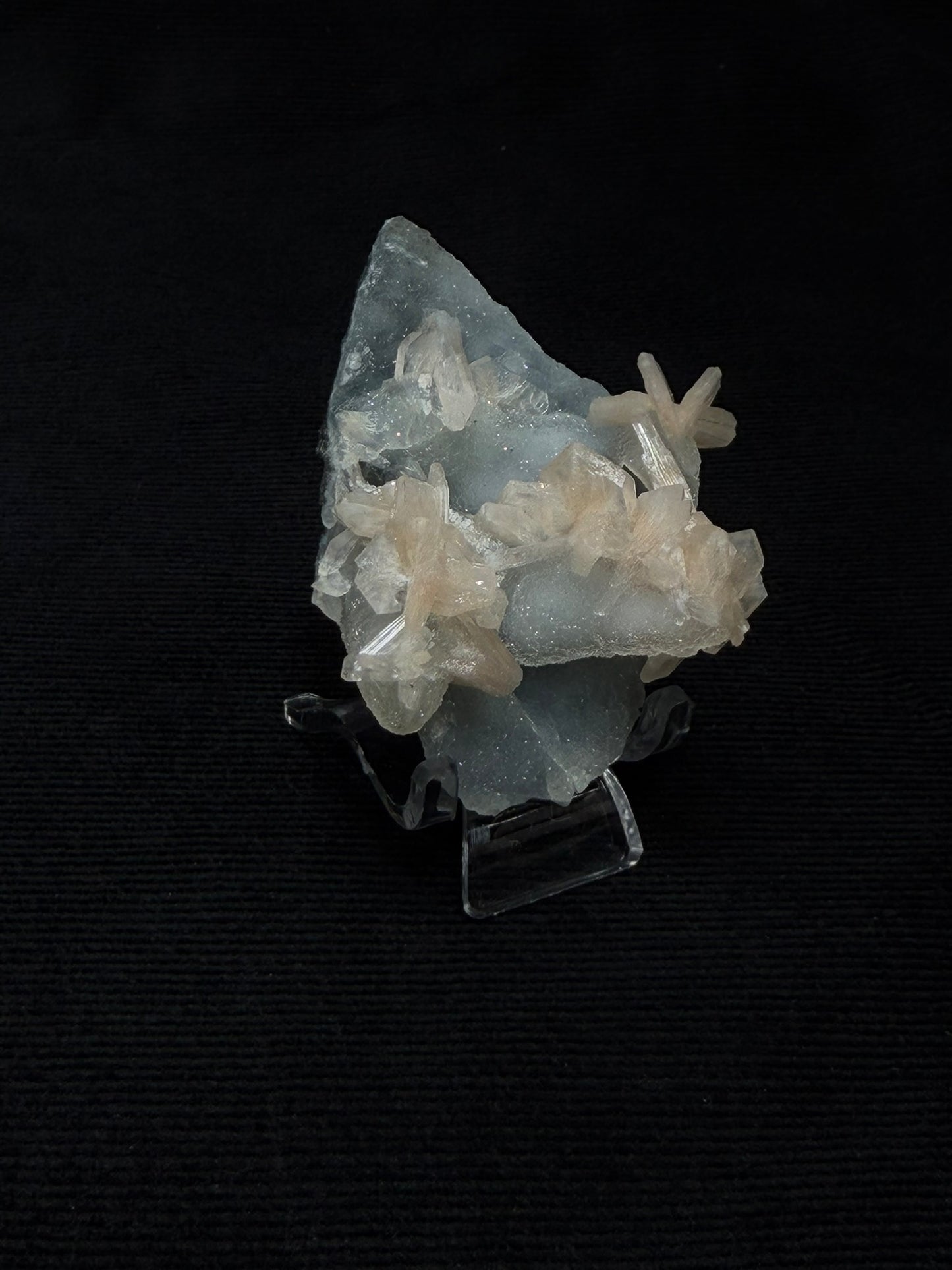 Blue Grey Chalcedony with Peach Stilbite Specimen with Stunning Flowers - 72FC