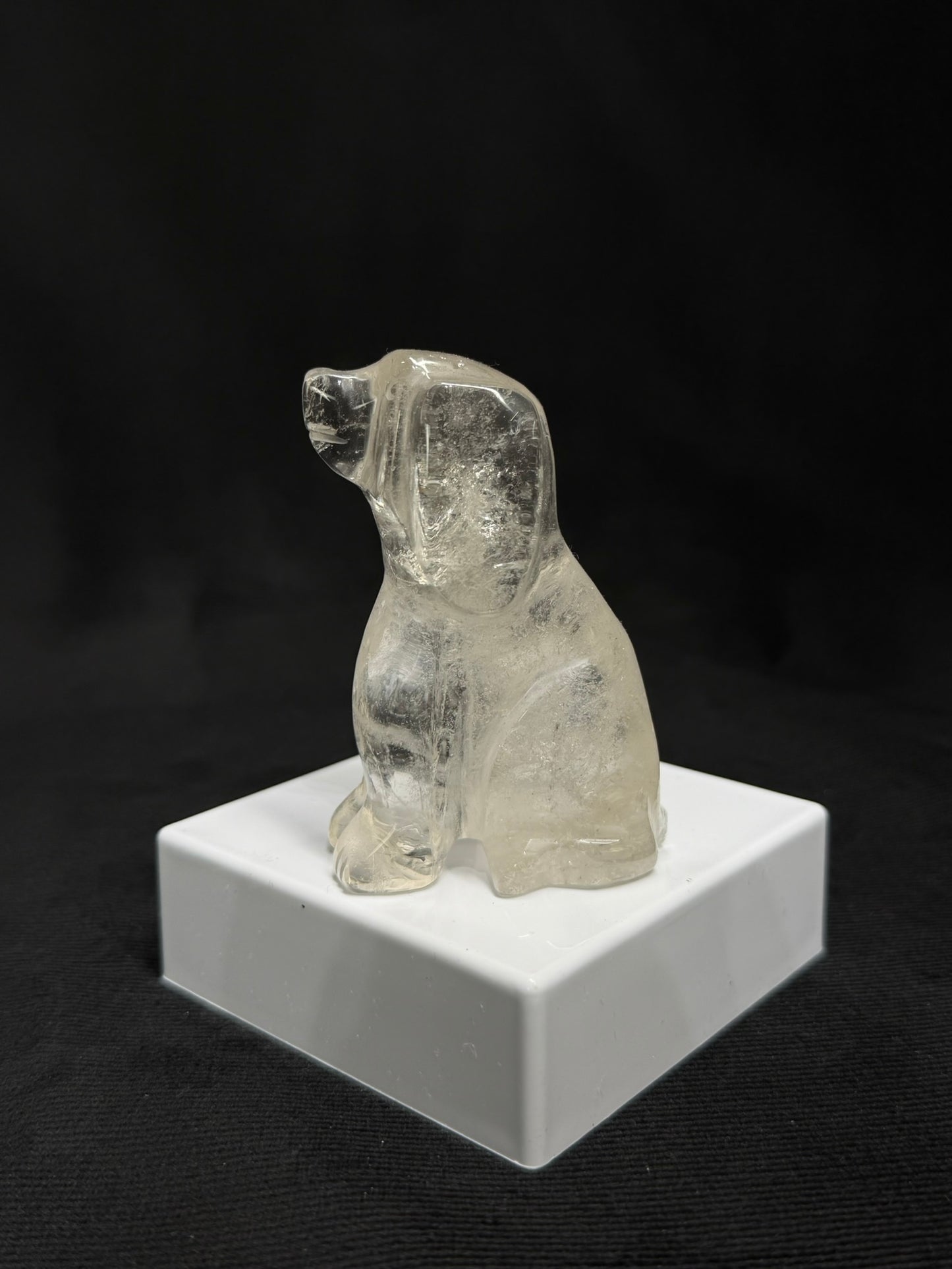 Smokey Quartz Hand Carved Sitting Dog - 84D