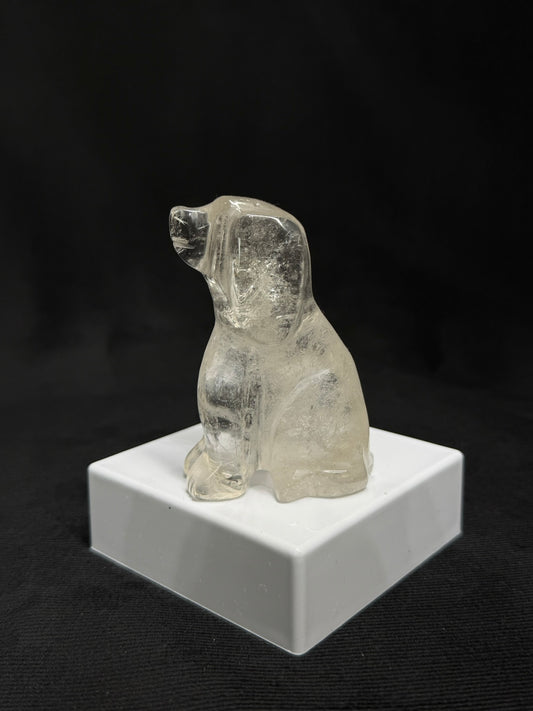Smokey Quartz Hand Carved Sitting Dog - 84D