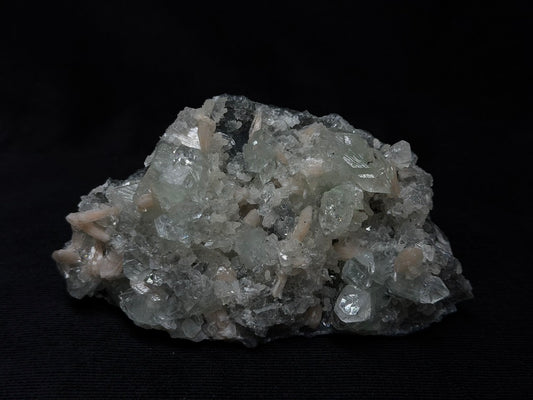 Premium Diamond Apophyllite With Prehnite and Stilbite On Blue Chalcedony - 242DA