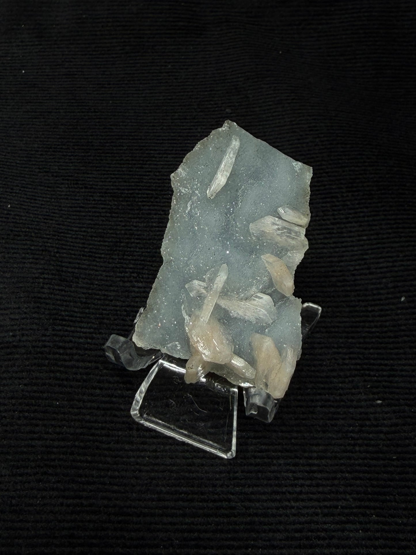 Blue Grey Chalcedony with Peach Stilbite Specimen -40SC