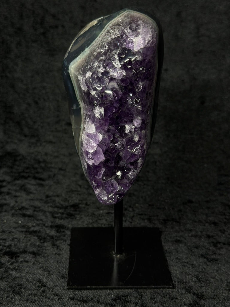 Brazilian Purple Amethyst Freefrom with Agate on Stand - 94AJ