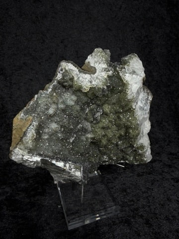 Brazilian Dark Green Sugar Amethyst with Rainbow Banding on Stand - 199A