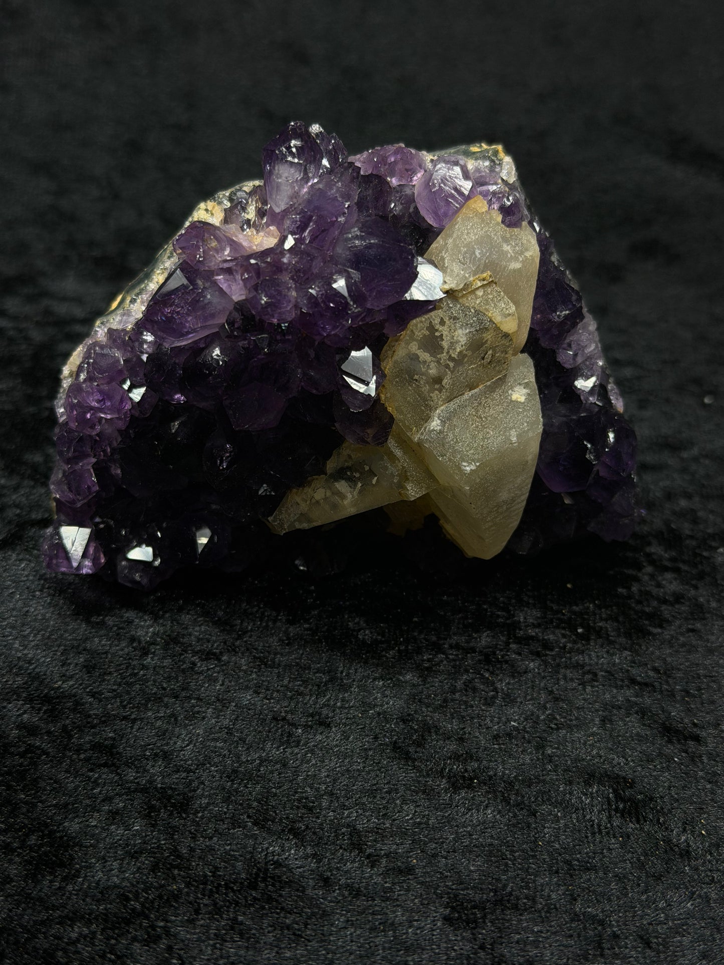 Brazilian Purple Amethyst Freeform with Golden Calcite and Flower Formation - 102BA