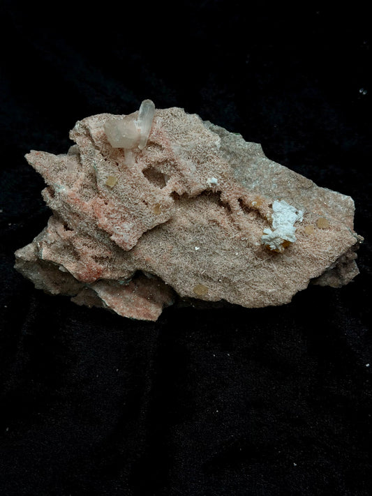 Pink Coral with Barite Crystal and Stilbite with Yellow Calcite - 92PC