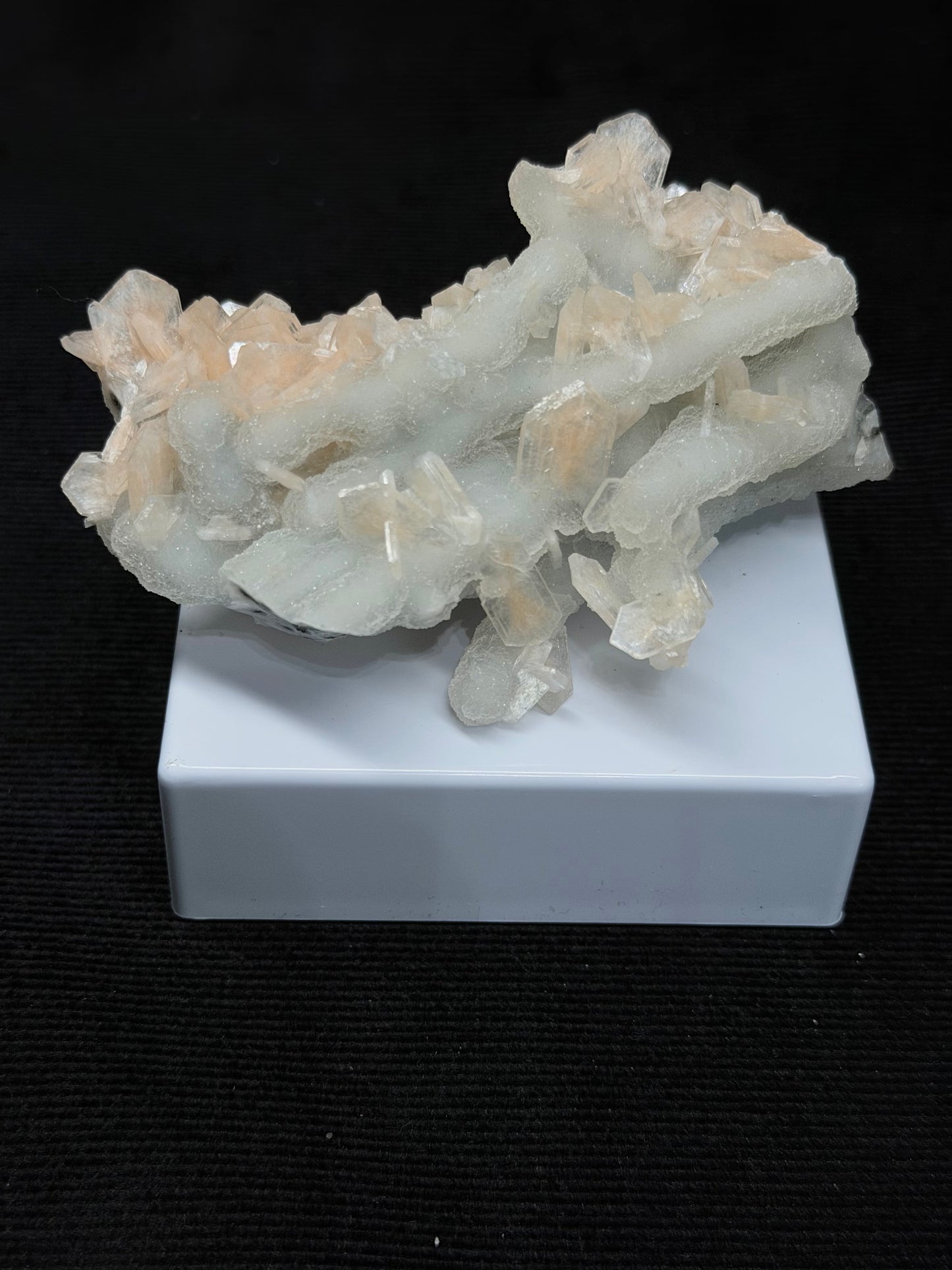 Blue Grey Chalcedony with Peach Stilbite Specimen - 110CS