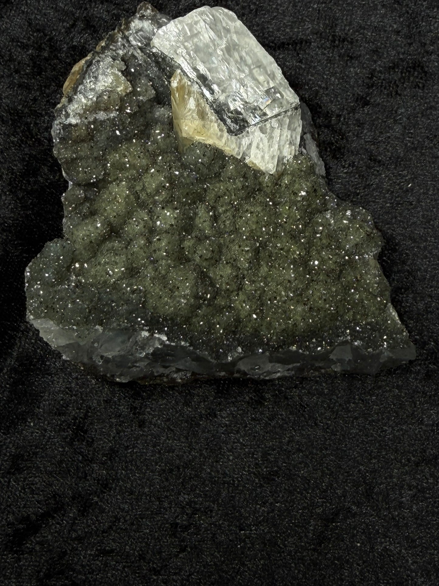 Brazilian Dark Green Sugar Amethyst Freeform with Geo Calcite - 149A