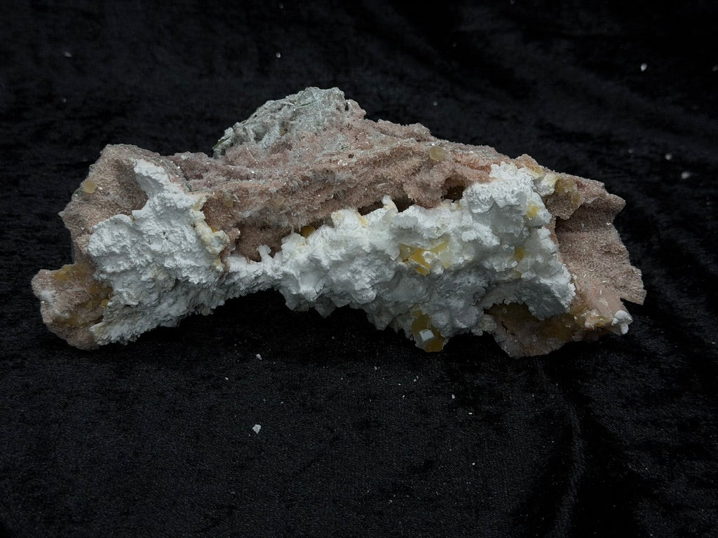 Pink Coral with Barite Crystal, with Stilbite and Yellow Calcite and Green Hues - 132PC