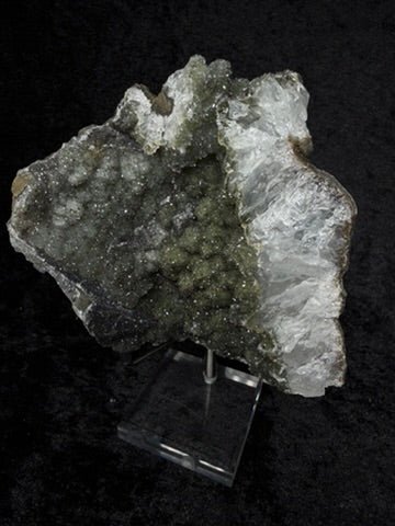 Brazilian Dark Green Sugar Amethyst with Rainbow Banding on Stand - 199A