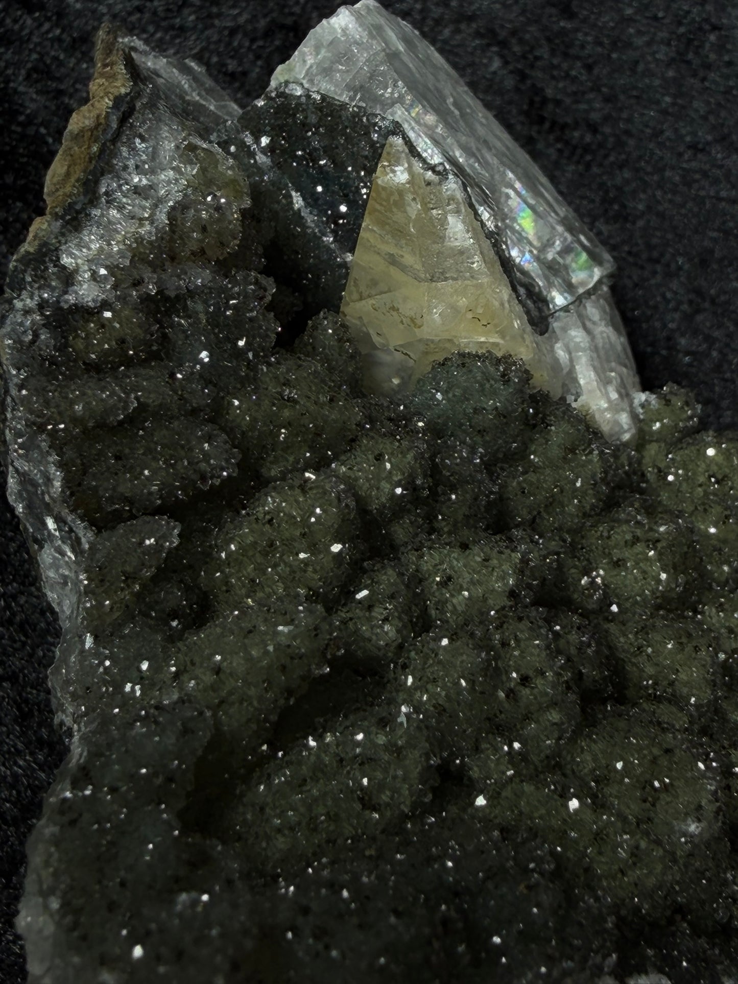 Brazilian Dark Green Sugar Amethyst Freeform with Geo Calcite - 149A