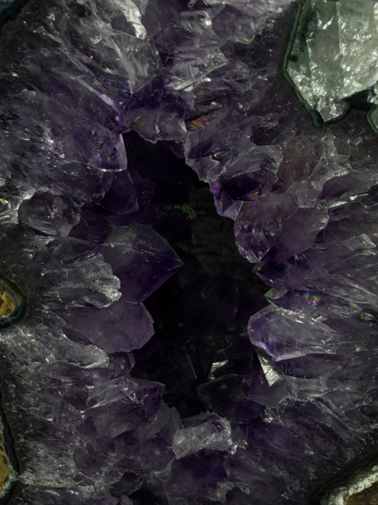 Brazilian Purple Amethyst Statement Tower with Rainbows and Calcite - 256A