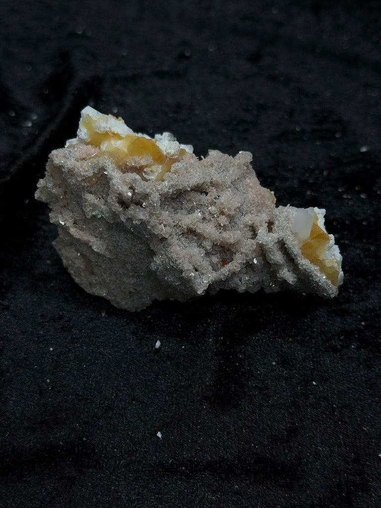 Pink Coral with Barite Crystal, with Stilbite and Yellow Calcite - 70PC