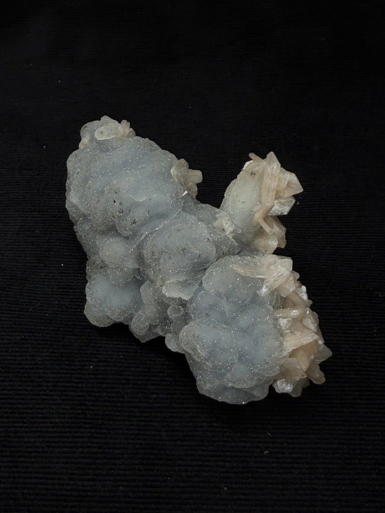Bubble Peach Stilbite on Blue Grey Chalcedony Specimen - 97PA