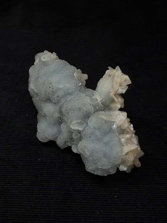 Bubble Peach Stilbite on Blue Grey Chalcedony Specimen - 97PA