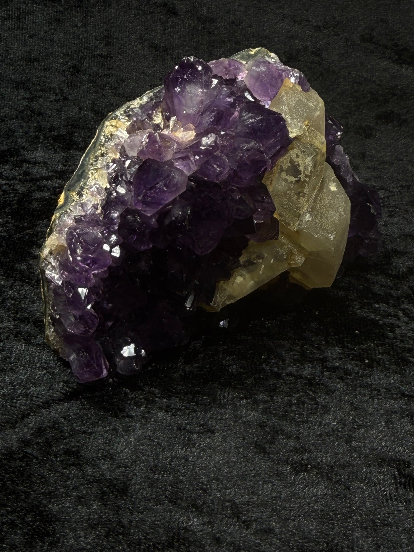 Brazilian Purple Amethyst Freeform with Golden Calcite and Flower Formation - 102BA