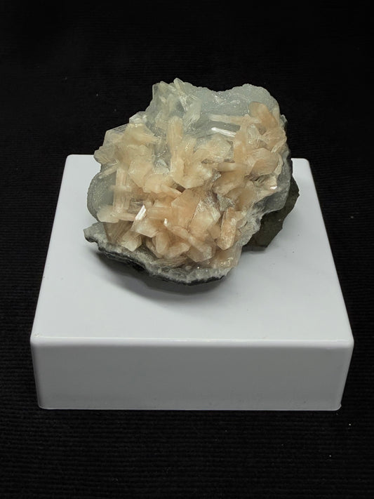 Blue Grey Chalcedony with Peach Stilbite Specimen - 75GC