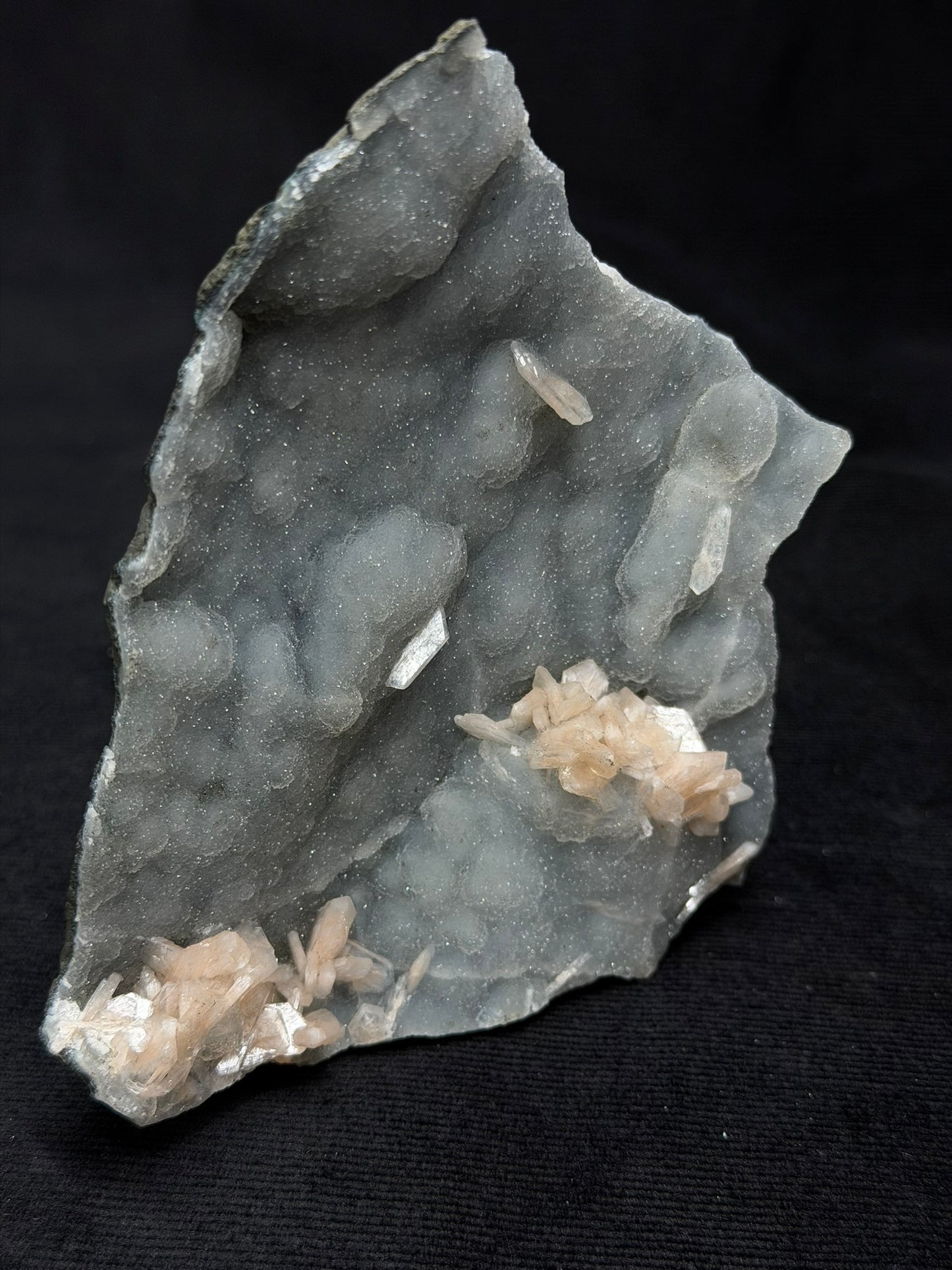Blue Grey Chalcedony with Peach Stilbite Specimen - 140C