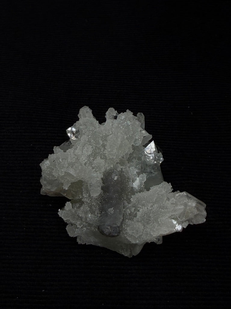 Diamond Apophyllite with Prehnite and Stilbite on Blue Chalcedony - 50DA