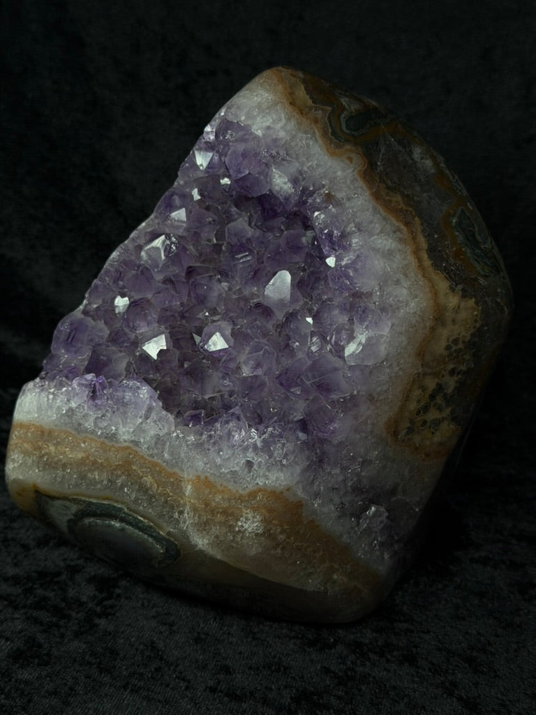 Premium Purple Amethyst Statement Piece with Agate Banding - 272A
