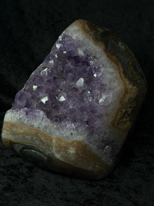 Premium Purple Amethyst Statement Piece with Agate Banding - 272A