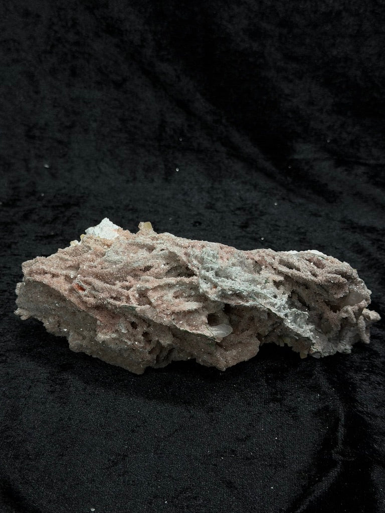 Pink Coral with Barite Crystal, with Stilbite and Yellow Calcite and Green Hues - 132PC