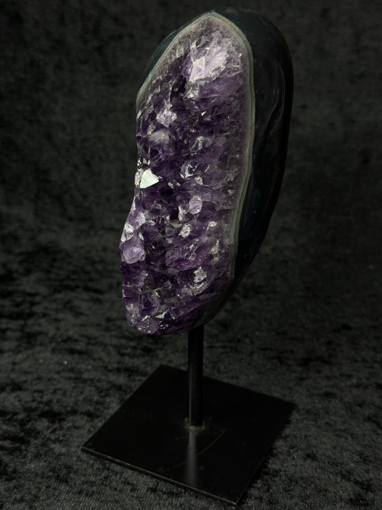 Brazilian Purple Amethyst Freefrom with Agate on Stand - 94AJ