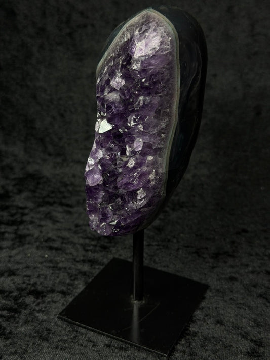 Brazilian Purple Amethyst Freefrom with Agate on Stand - 94AJ