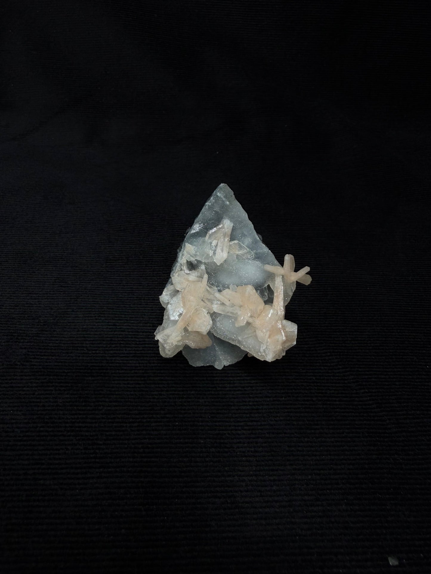 Blue Grey Chalcedony with Peach Stilbite Specimen with Stunning Flowers - 72FC