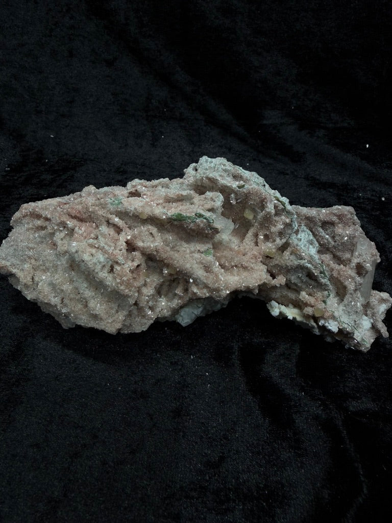 Pink Coral with Barite Crystal, with Stilbite and Yellow Calcite and Green Hues - 132PC