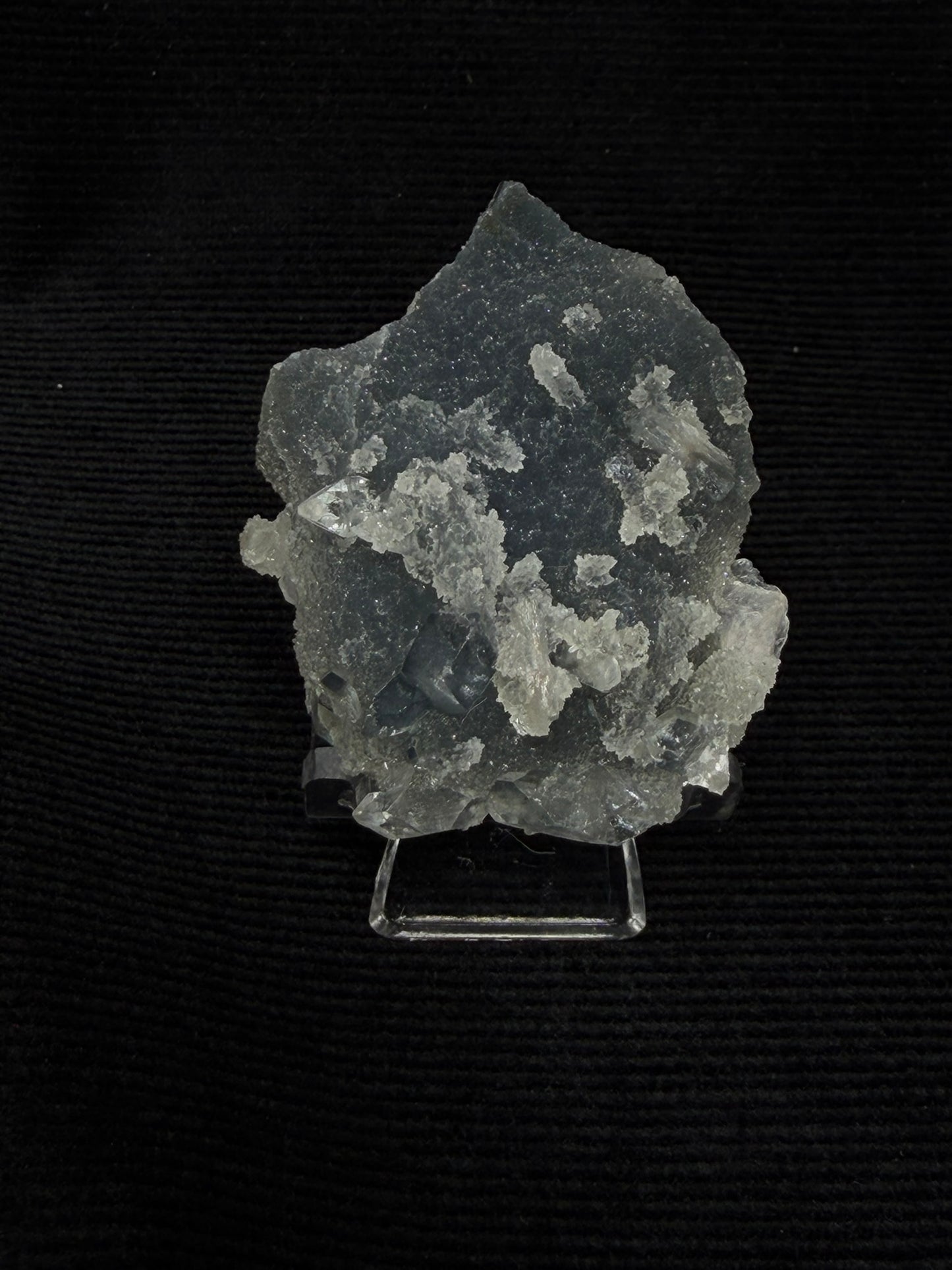 Double Sided Blue Grey and Black Chalcedony with Peach Stilbite Specimen - 89DC