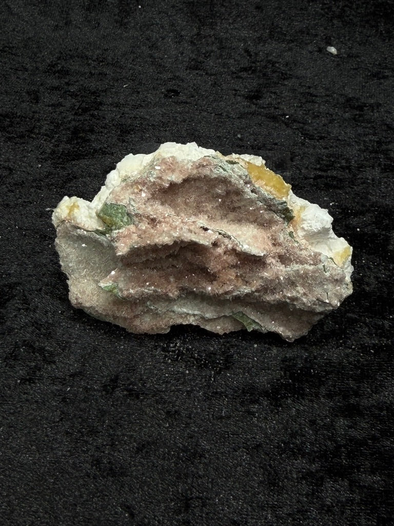 Pink Coral with Barite Crystal, with Stilbite and Yellow Calcite with Green Hues - 65PC