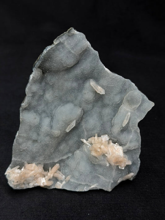 Blue Grey Chalcedony with Peach Stilbite Specimen - 140C