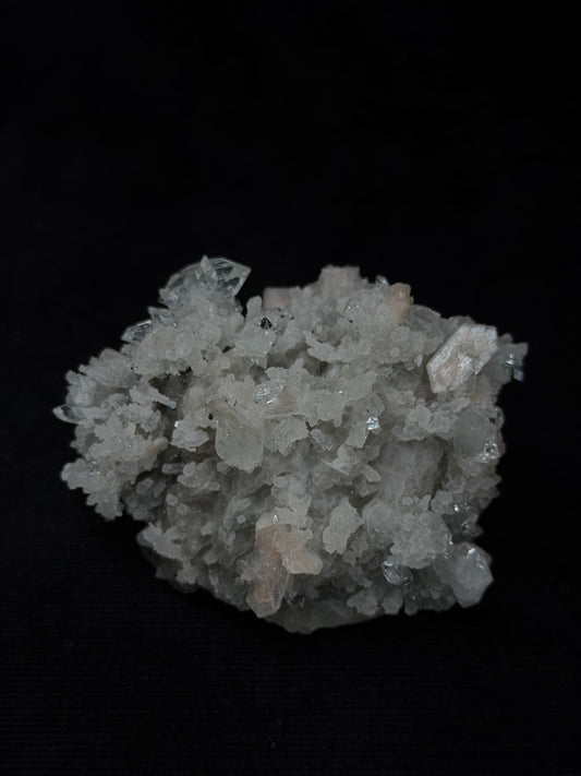 Premium Diamond Apophyllite with Prehnite and Stilbite on Blue Chalcedony - 171DA