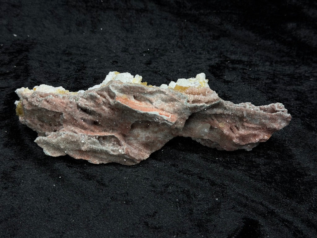 Pink Coral with Barite Crystal, with Stilbite and Yellow Calcite and Green Hues - 127PC