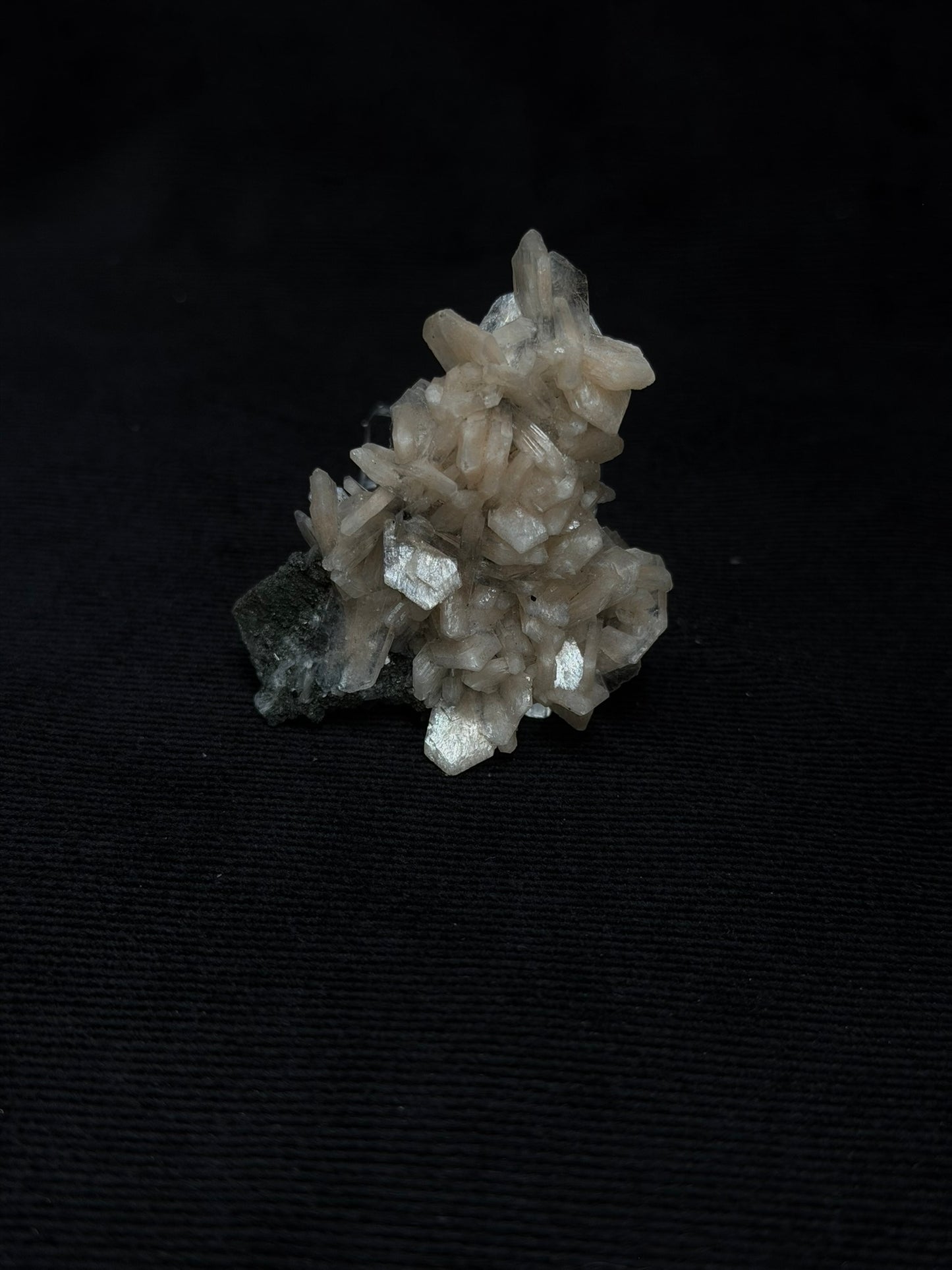 Blue Grey Chalcedony with Peach Stilbite and Green Tourmaline - 64SC